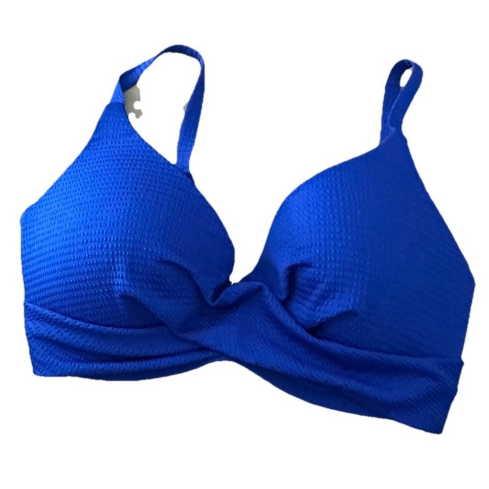 Boden Blue Twist Front Bikini Swim Top‎ Only Size 32DD Resortwear Beach Vacation